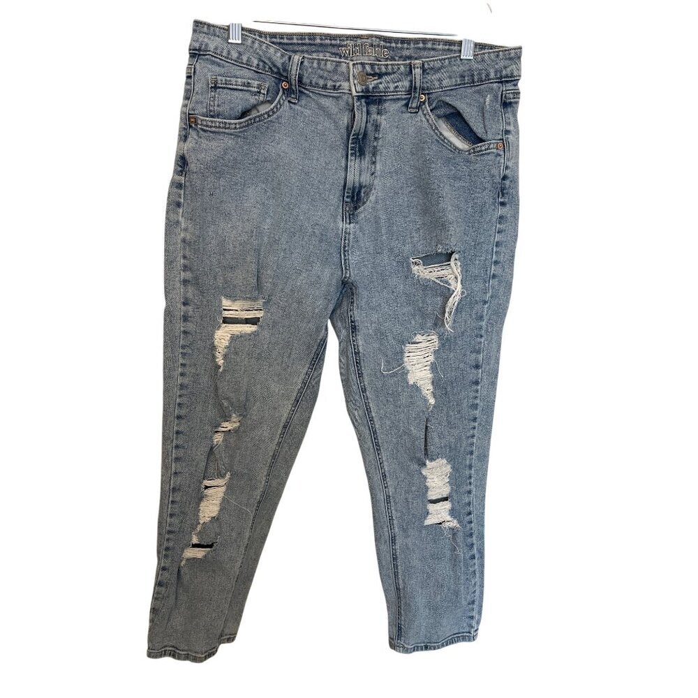 Wild Fable Womens Distressed High-Rise Straight Leg Jeans Size 12 Blue Denim